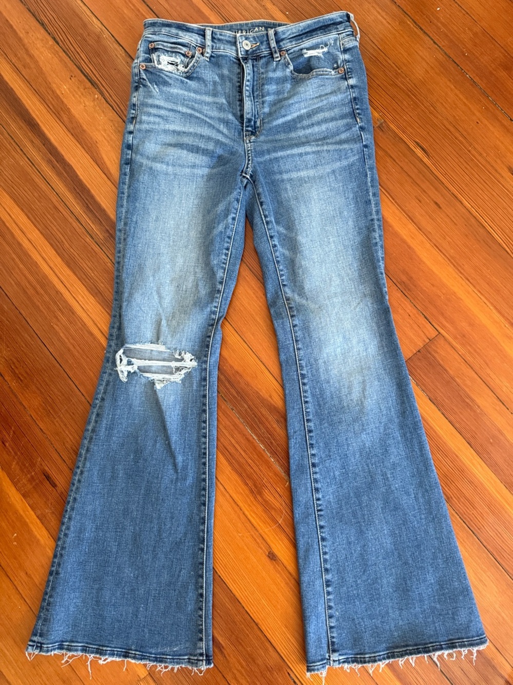 American Eagle Stretch Flare Light Blue Washed Denim Jeans